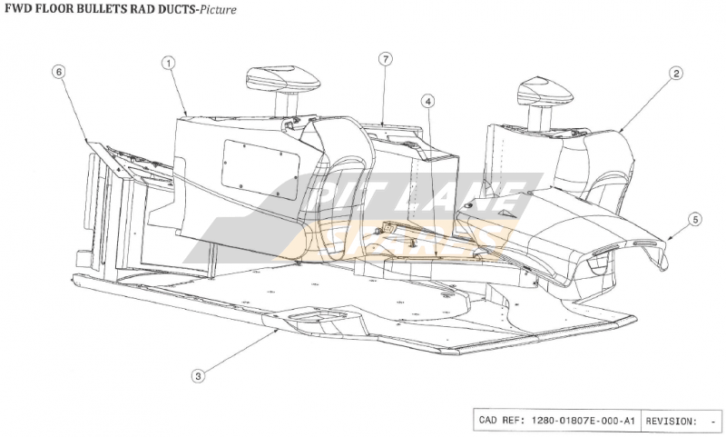 FWD FLOOR BULLETS RAD DUCTS Diagram